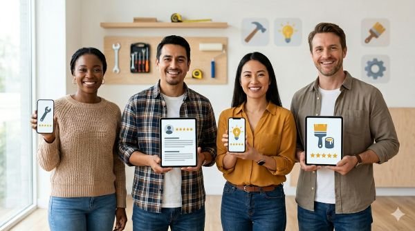 Zufriedene Kunden empfehlen handwerker